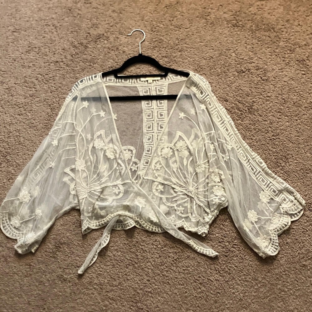 Rebellion Lace Floral Tie Cardigan